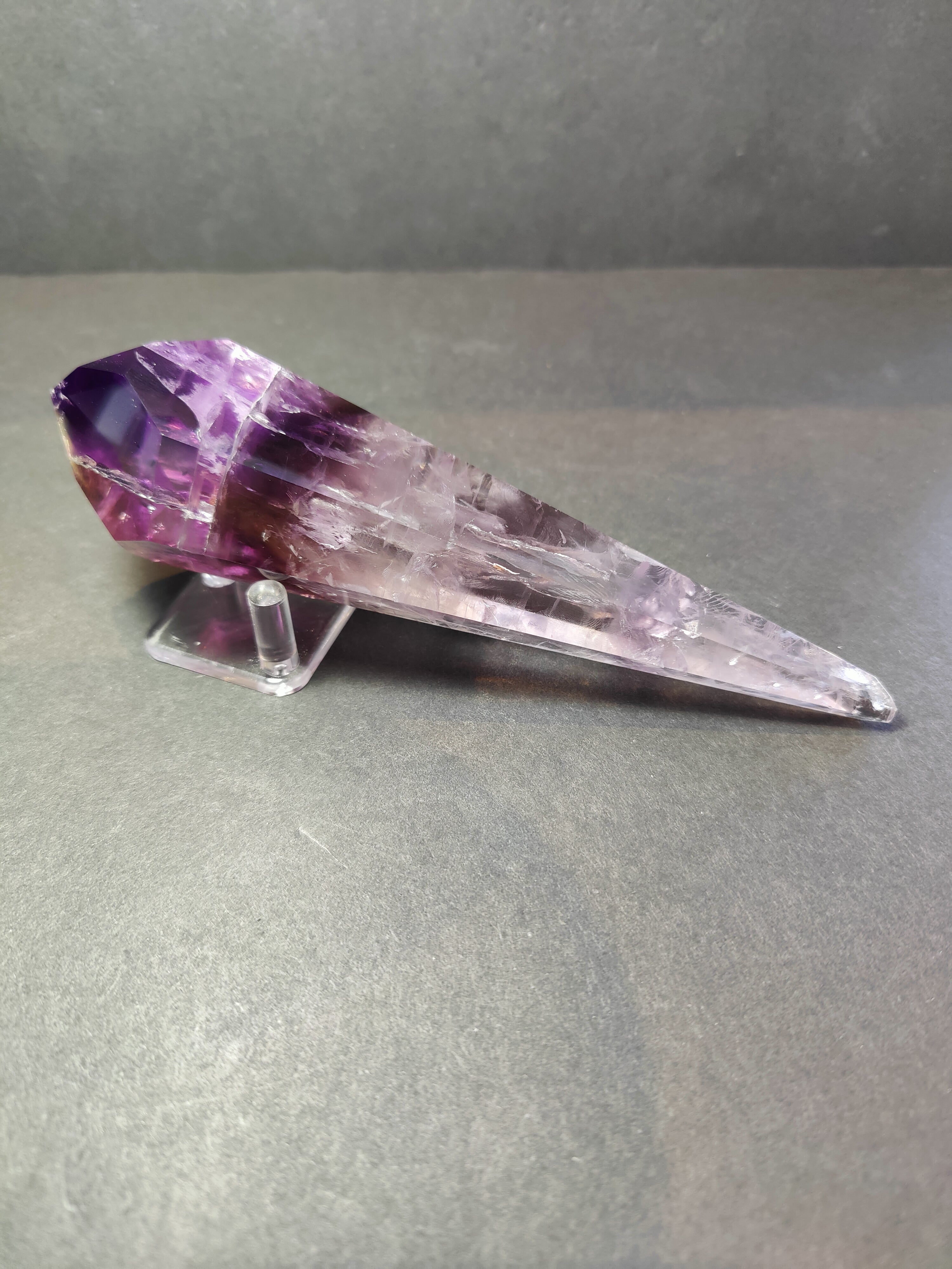 Amethyst Scepter Wand on Metal Stand