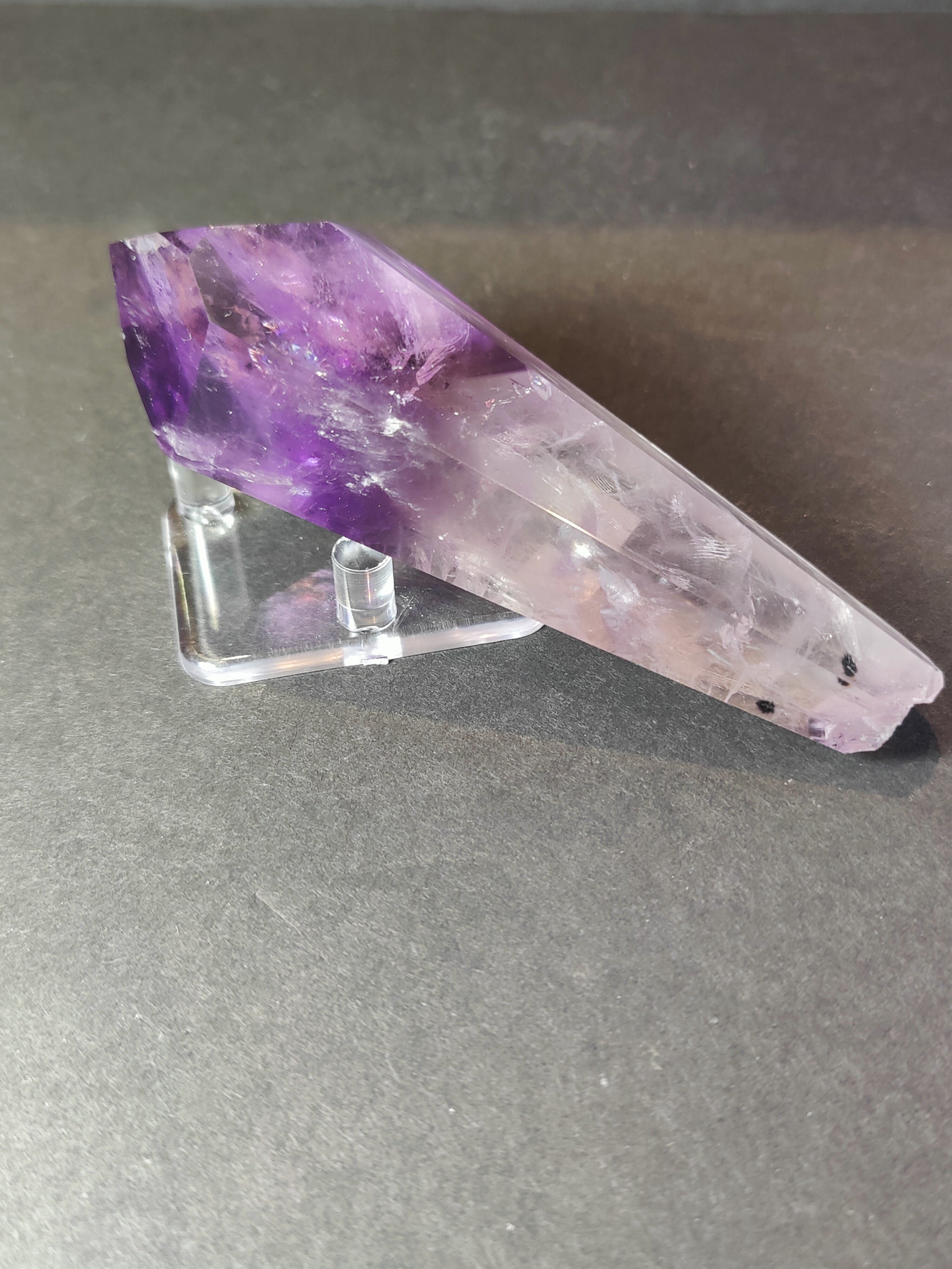 Amethyst Scepter Wand on Metal Stand