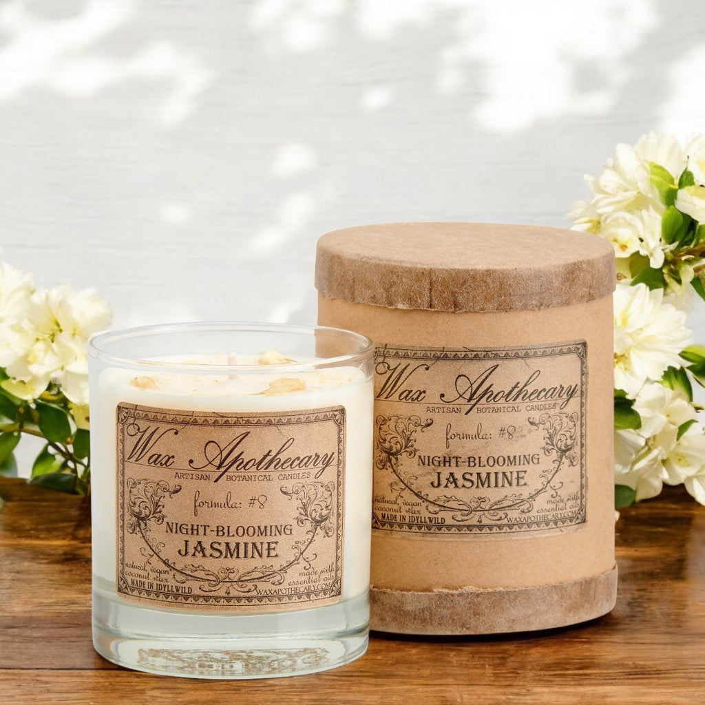 Night-Blooming Jasmine Botanical Candle - 7 oz Scotch Glass