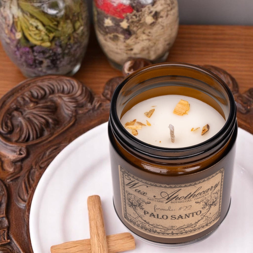 Palo Santo Botanical Candle - 6 oz Amber Jar