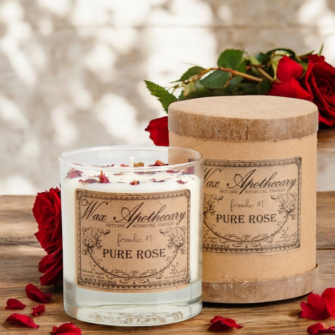 Pure Rose Botanical Candle - 7 oz Scotch Glass