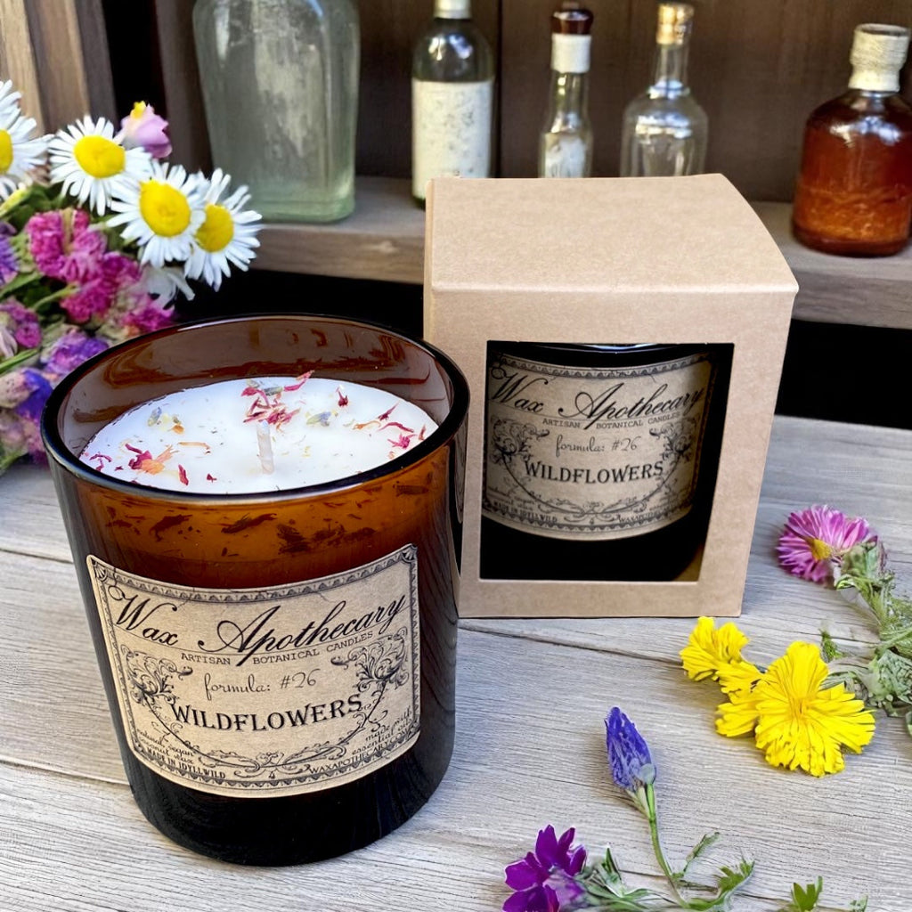Wildflowers Botanical Candle - 9 oz Artisan Amber Glass