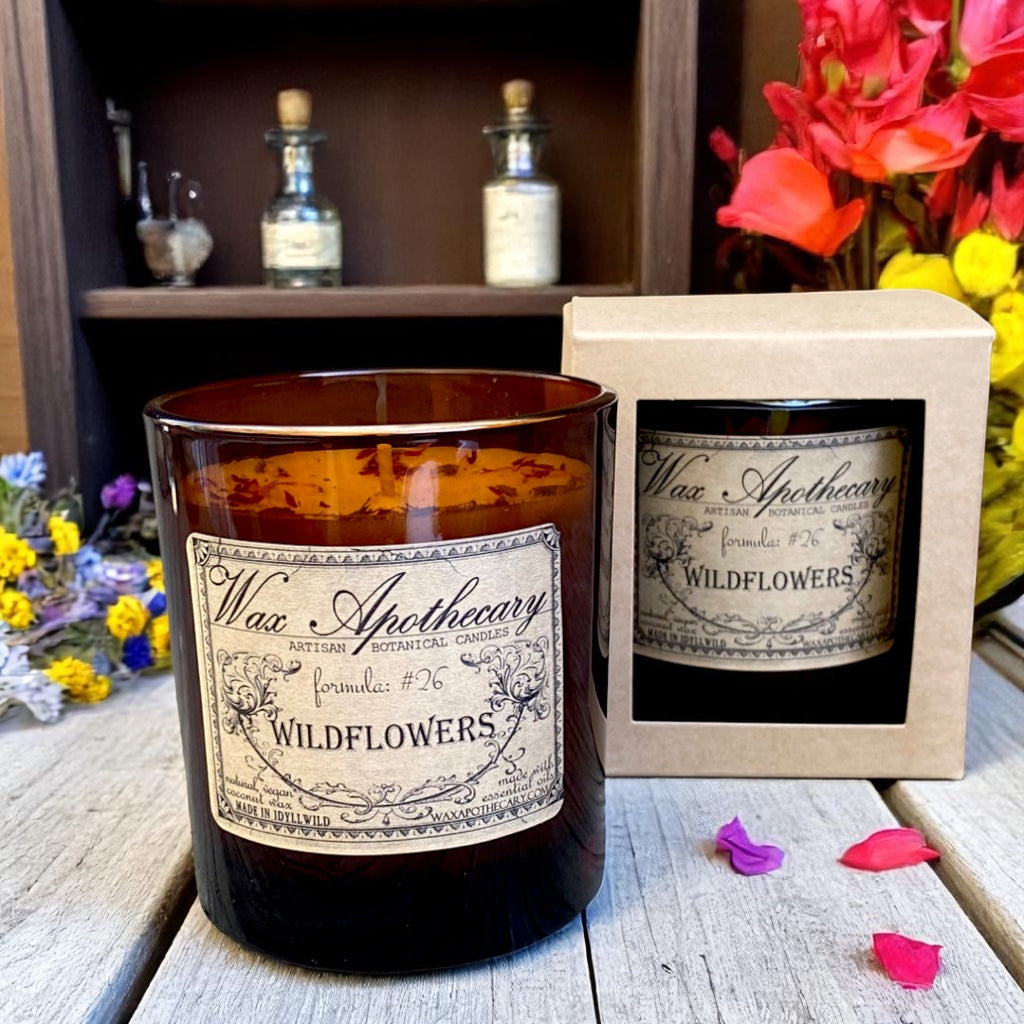 Wildflowers Botanical Candle - 9 oz Artisan Amber Glass