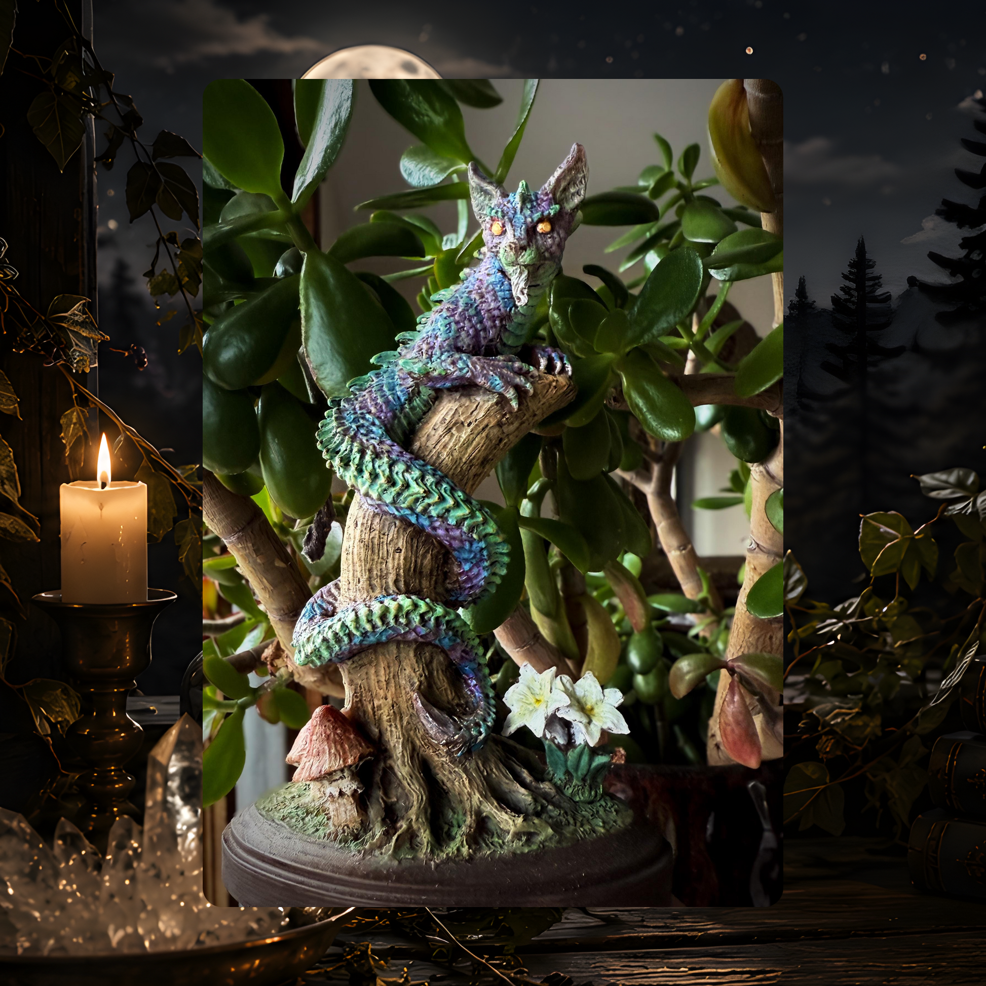 Tatzelwurm Dragon Cat Statue