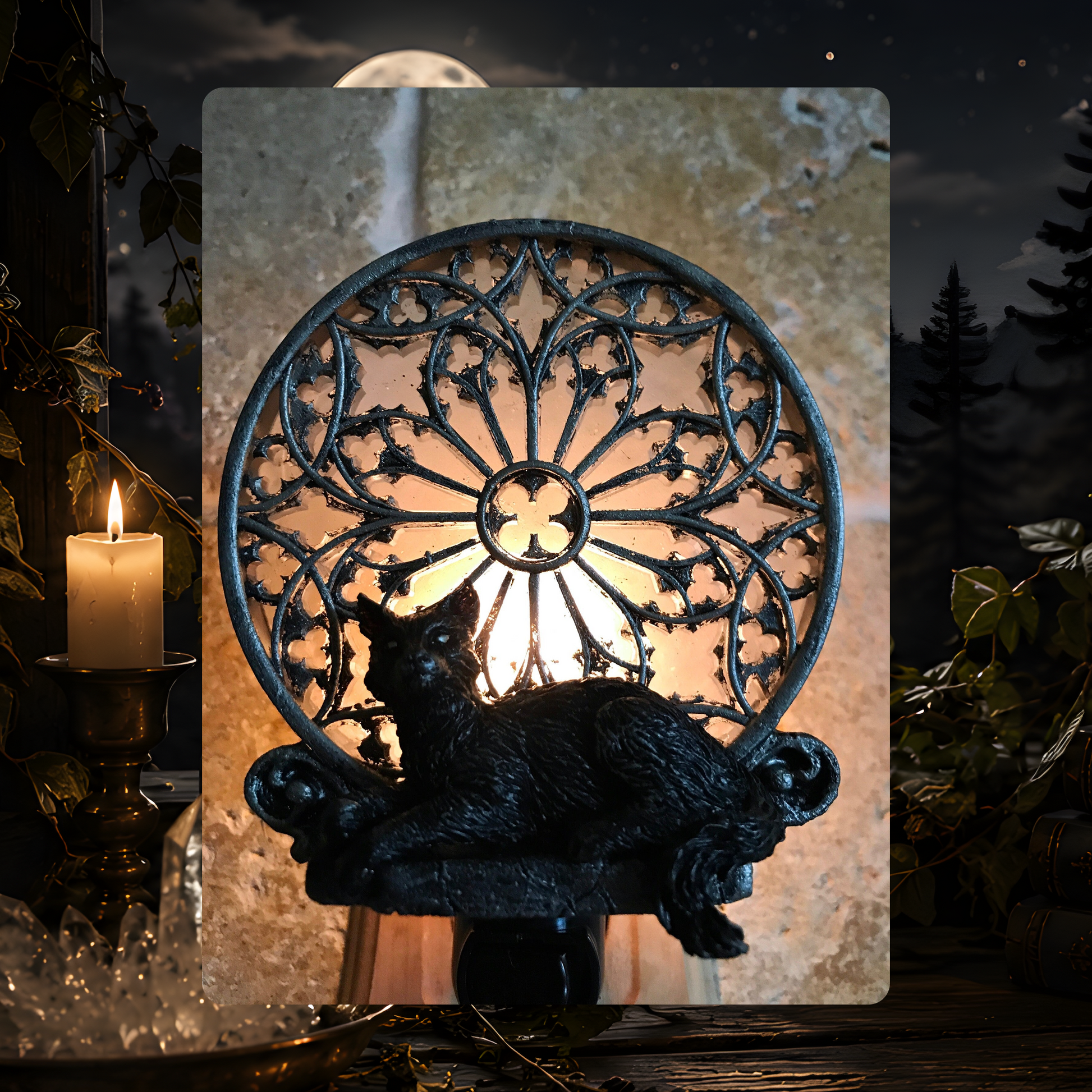 Gothic Cat Cathedral Nightlight