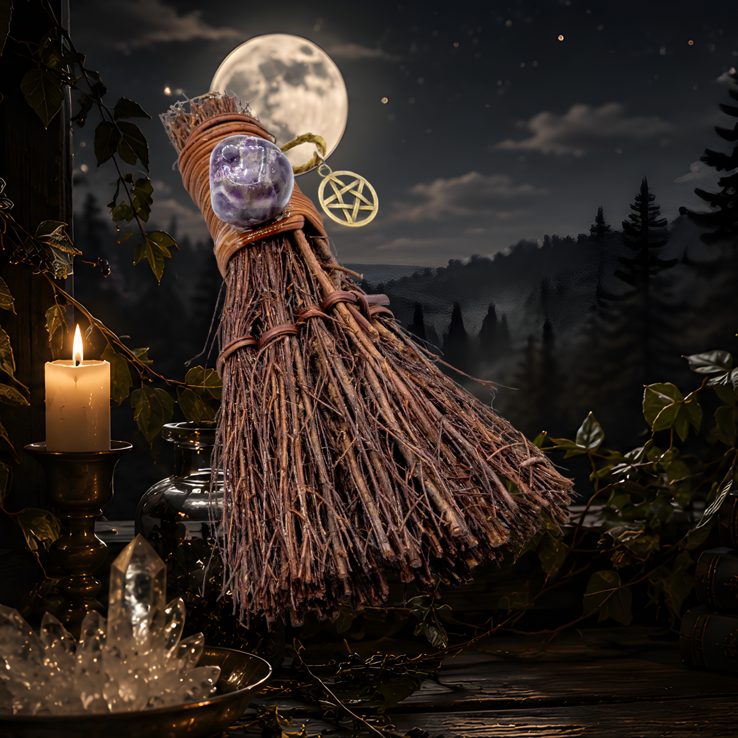 Amethyst Cinnamon Witch's Broom