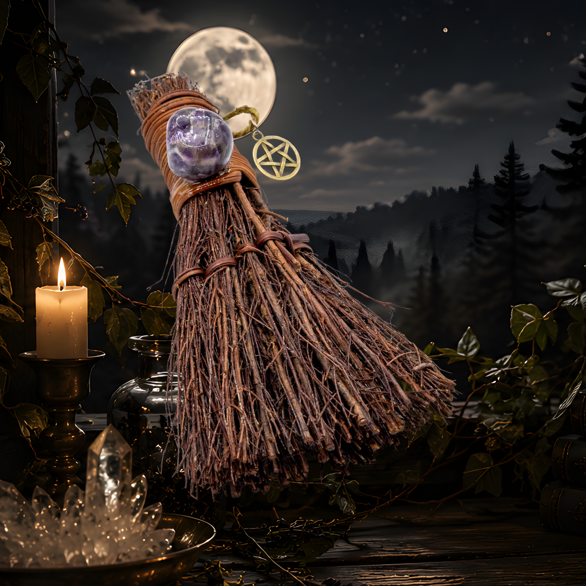 Amethyst Cinnamon Witch's Broom