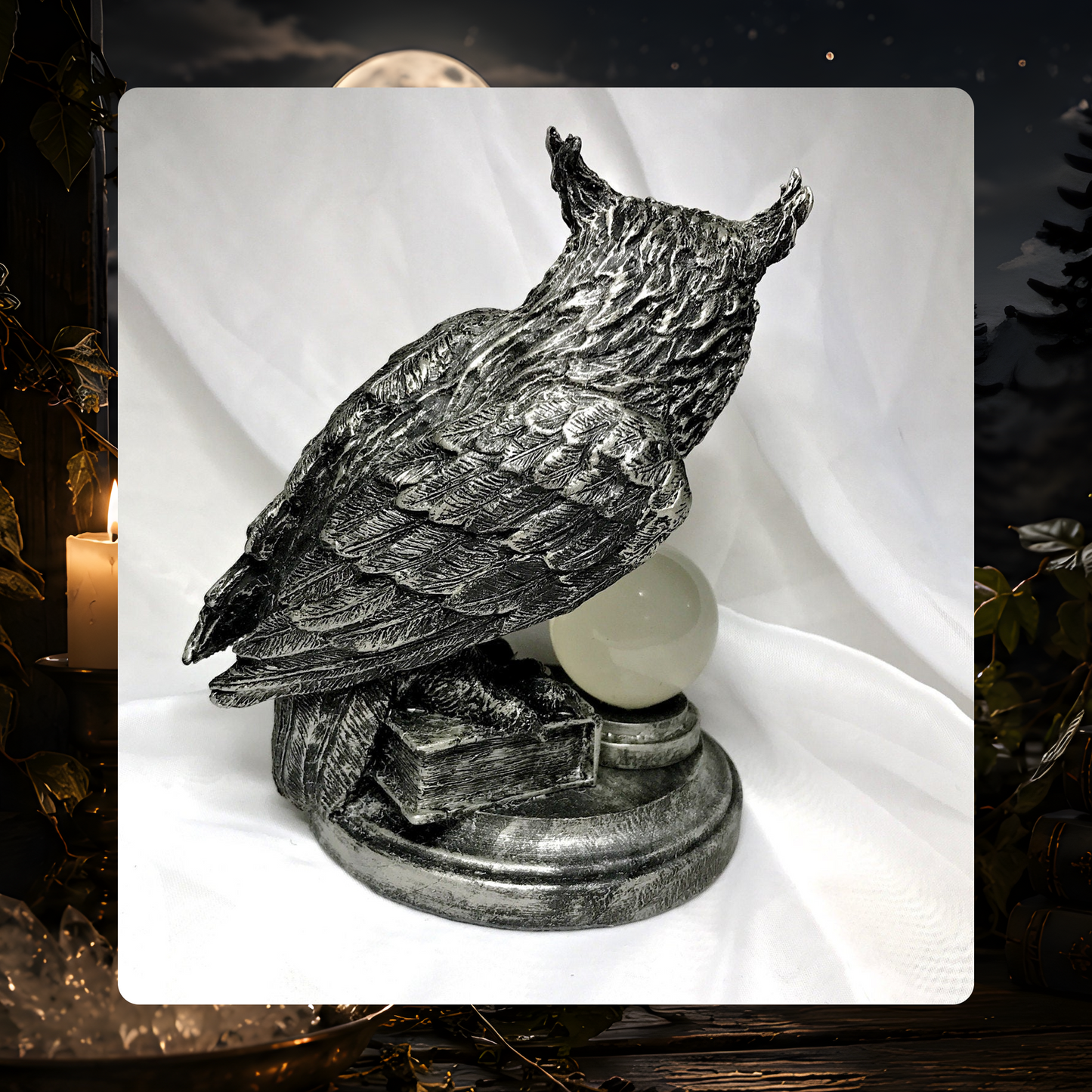 Horned Owl Familiar Statue