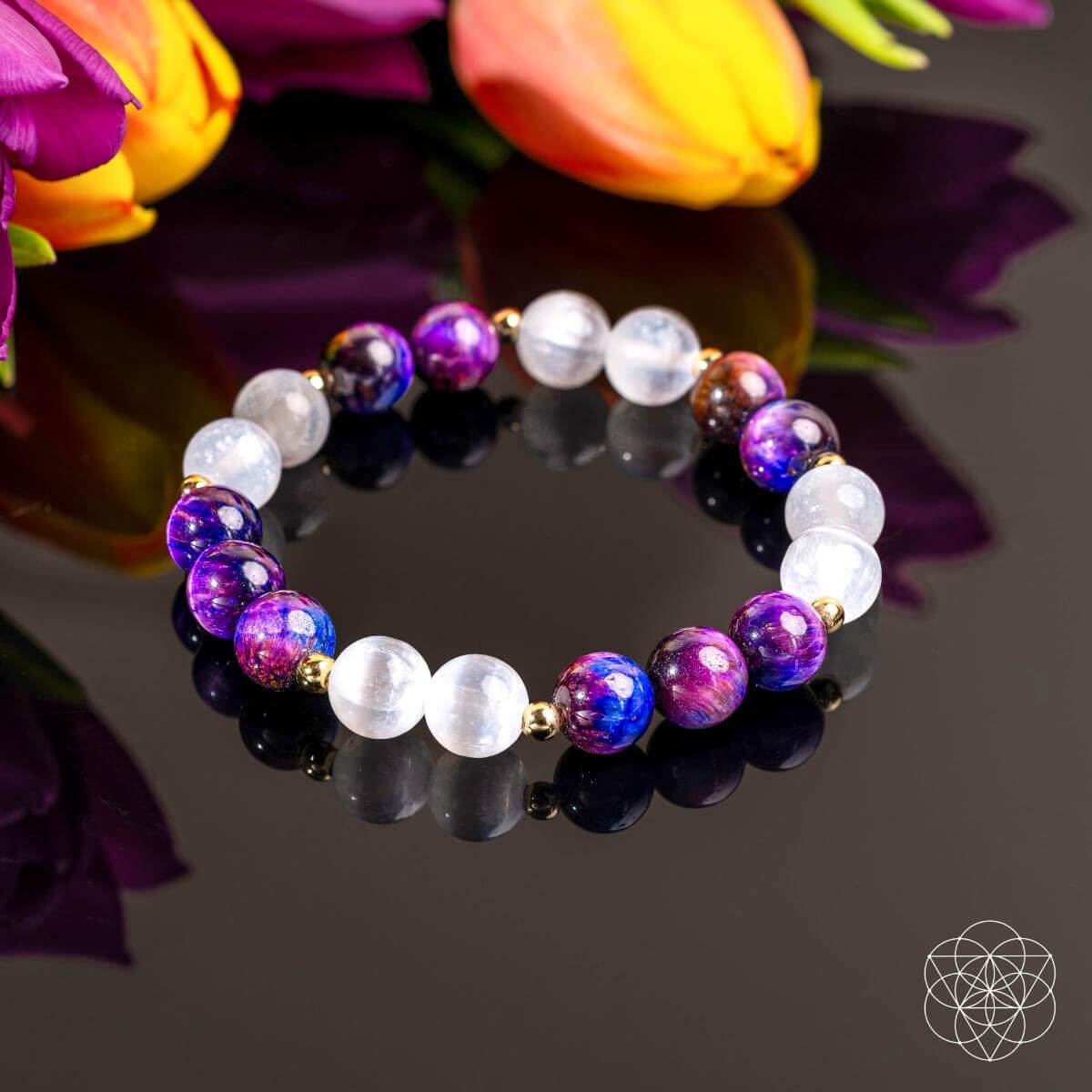Galaxy Tiger's Eye & Selenite Bracelet - Cosmic Amplifier