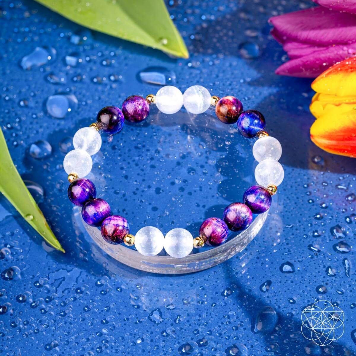 Galaxy Tiger's Eye & Selenite Bracelet - Cosmic Amplifier