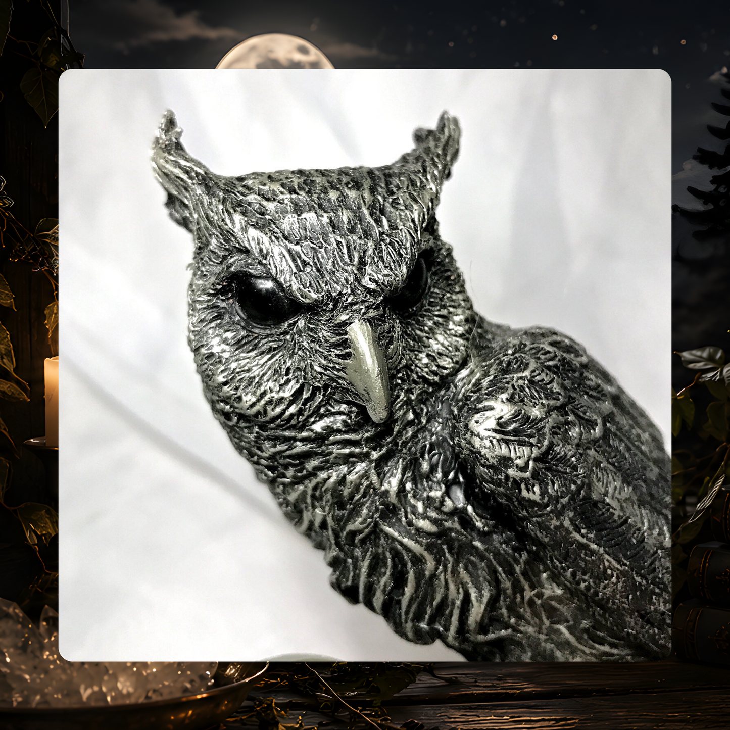 Horned Owl Familiar Statue