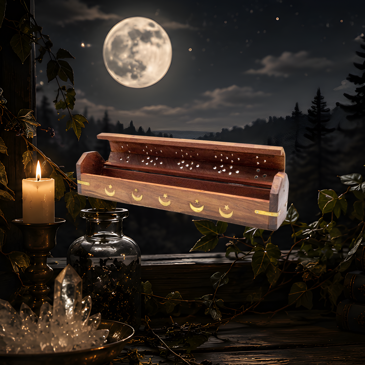 Moon & Stars Coffin Incense Burner