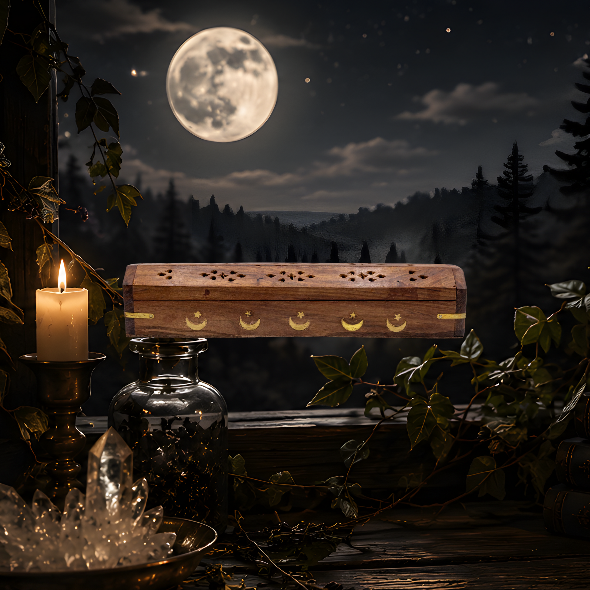 Moon & Stars Coffin Incense Burner