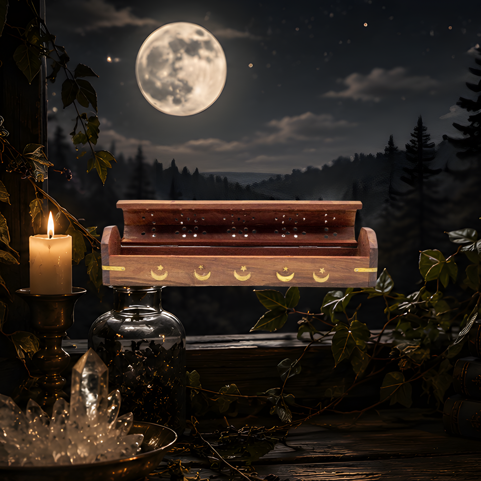 Moon & Stars Coffin Incense Burner