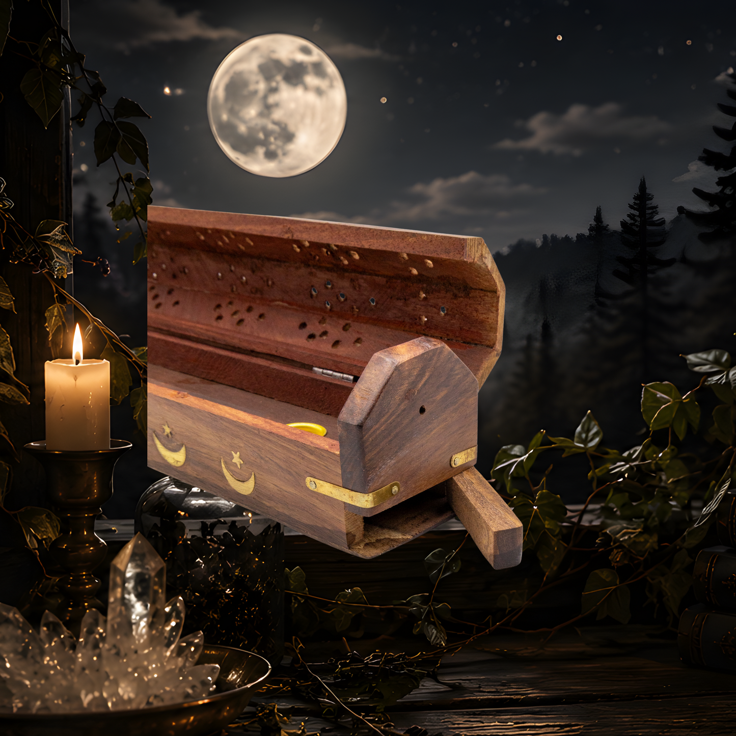 Moon & Stars Coffin Incense Burner