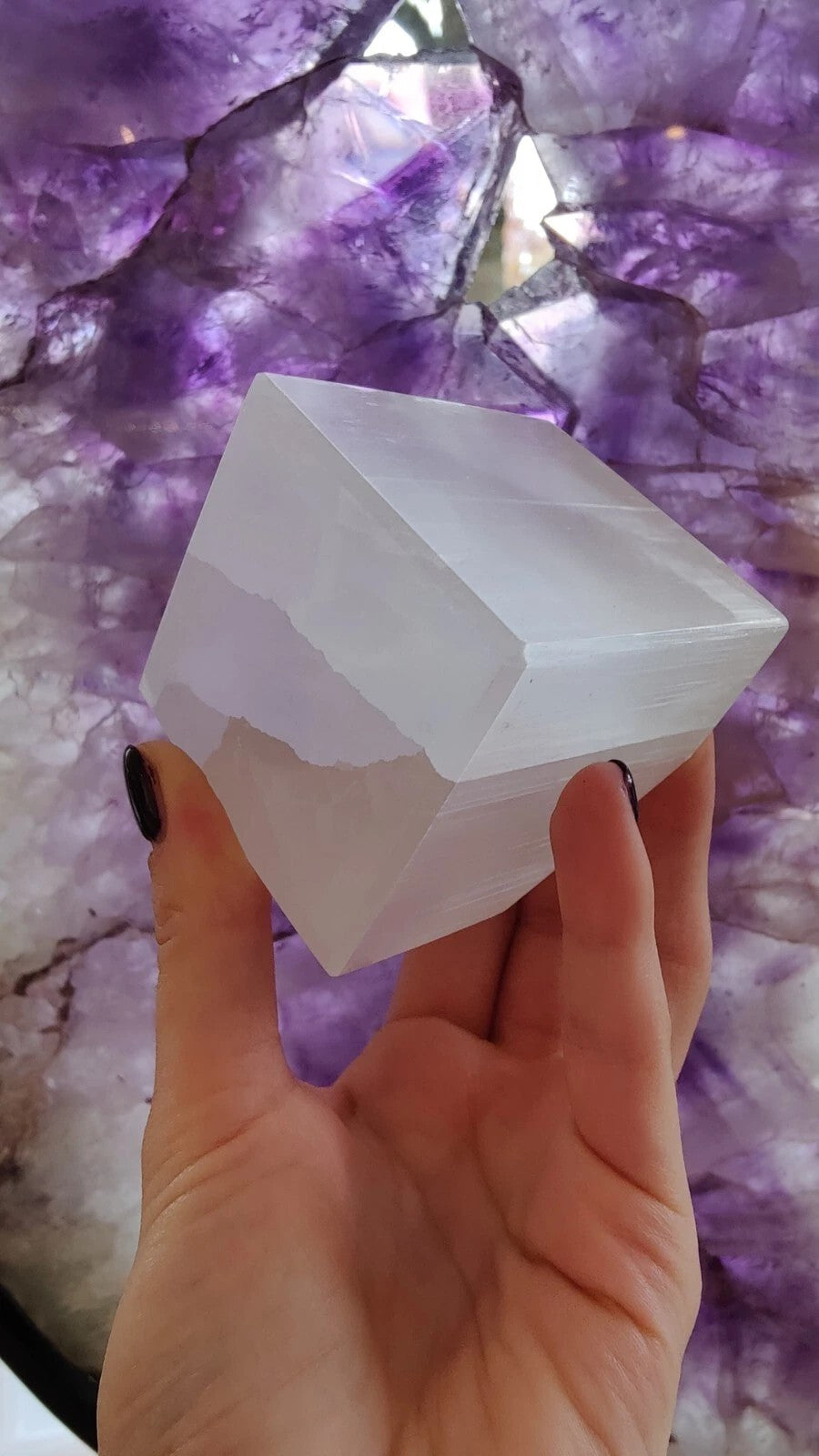 Selenite Standing Cube - 5cm