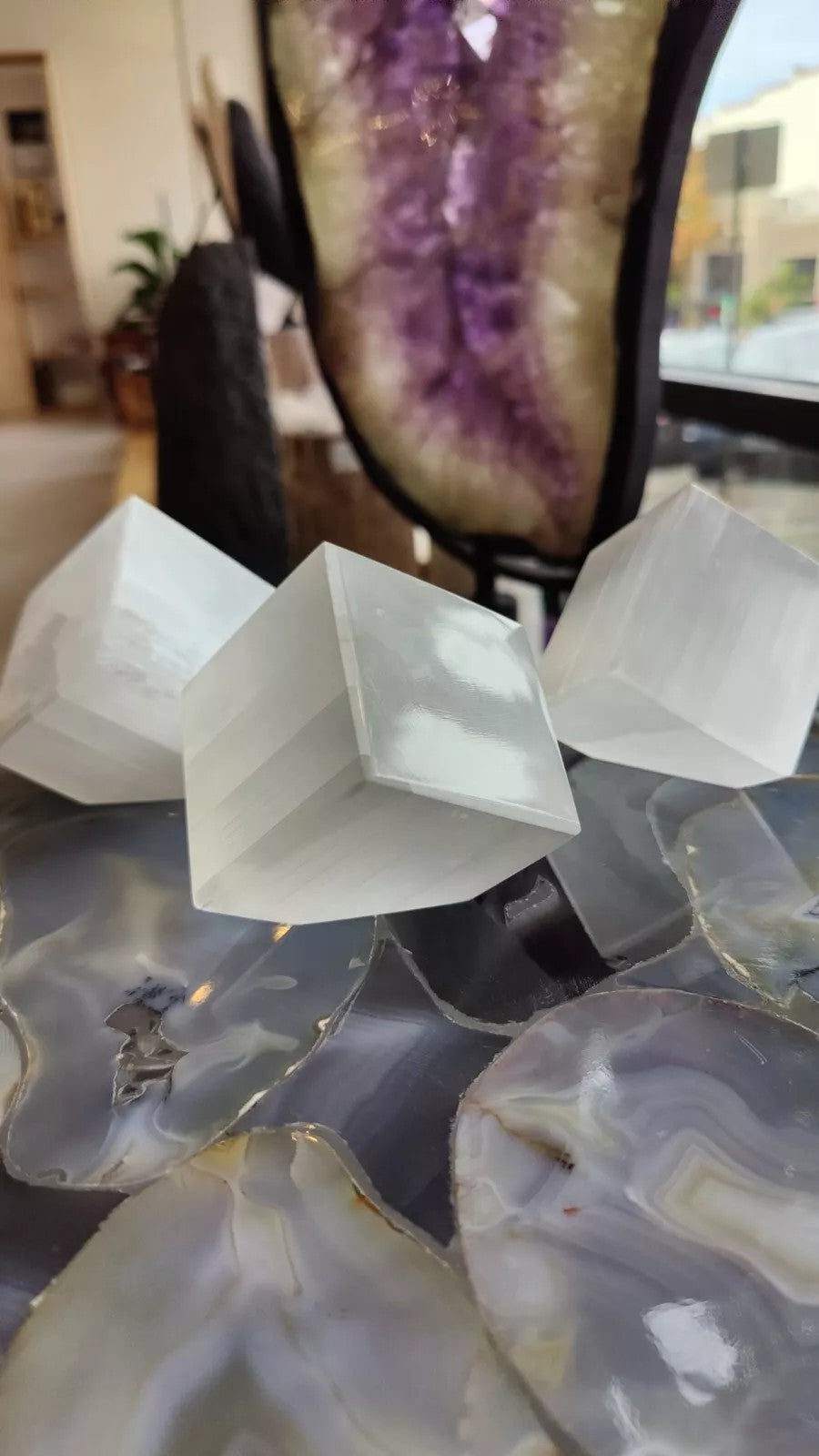 Selenite Standing Cube - 5cm
