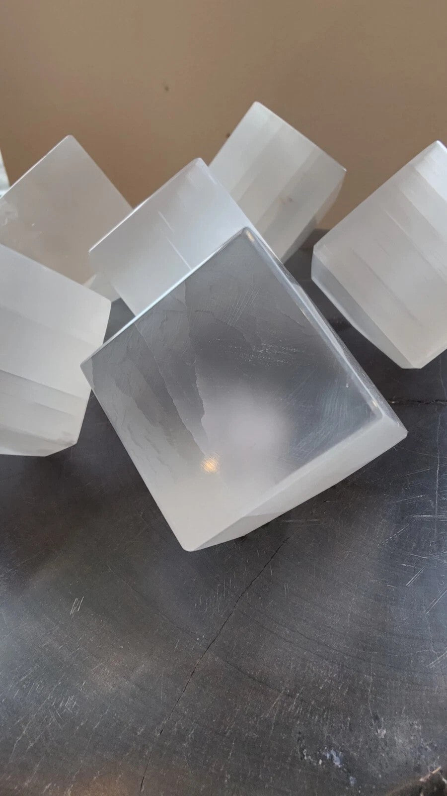Selenite Standing Cube - 5cm