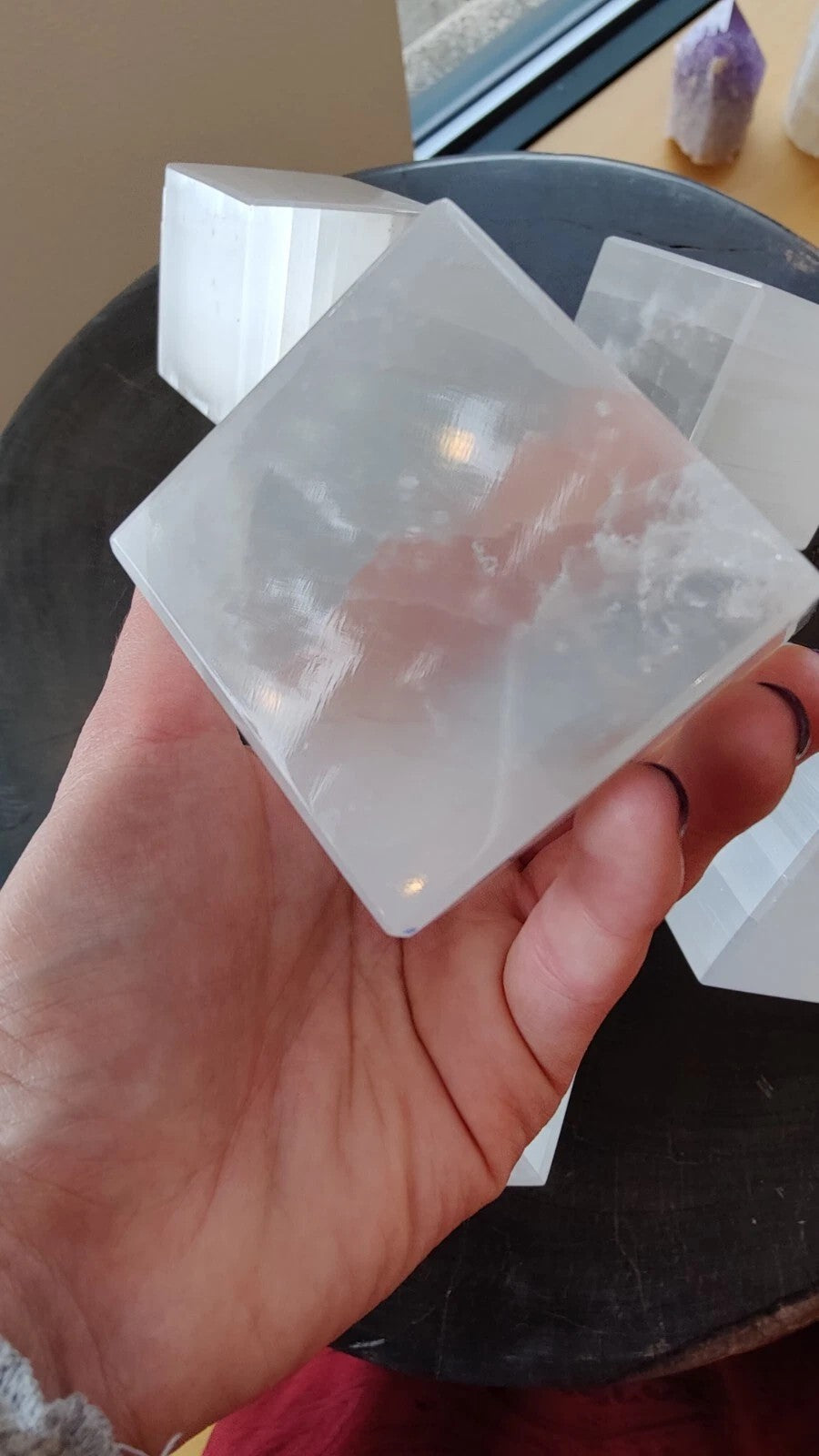 Selenite Standing Cube - 5cm