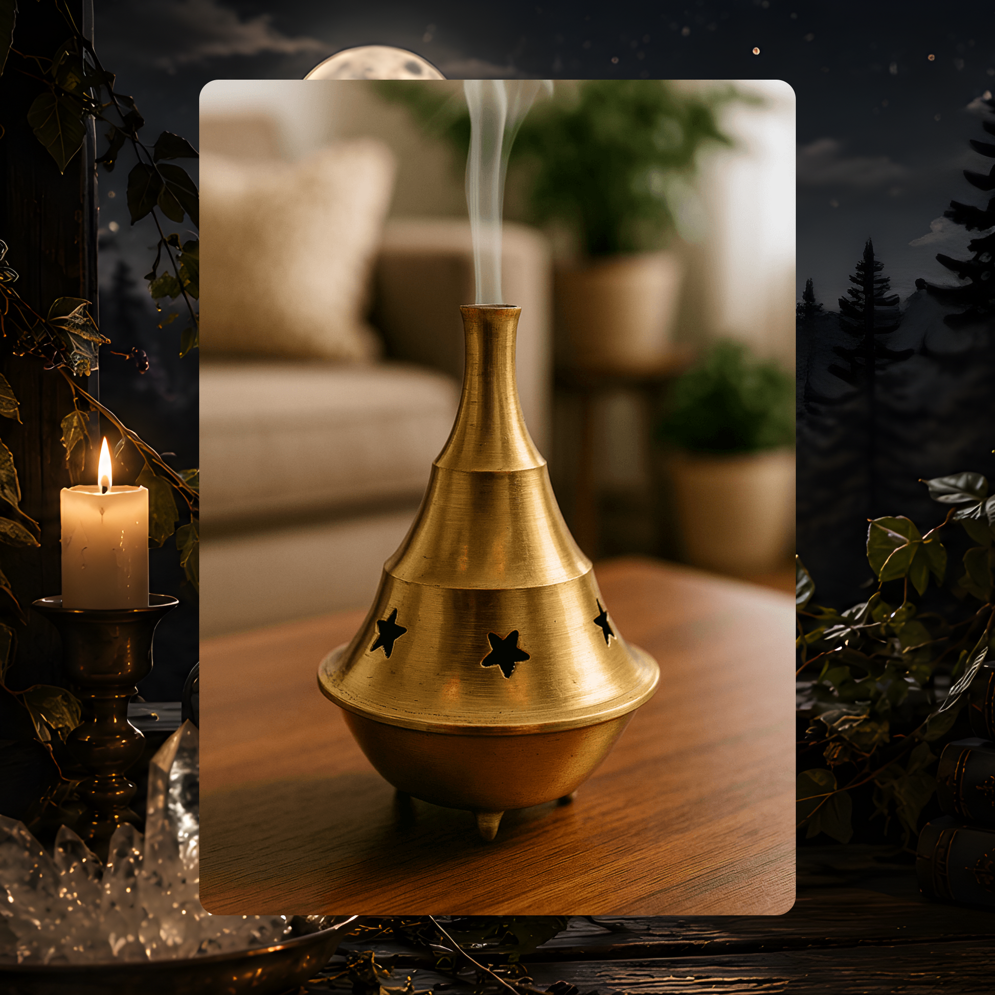 Brass Cone Incense Burner Set