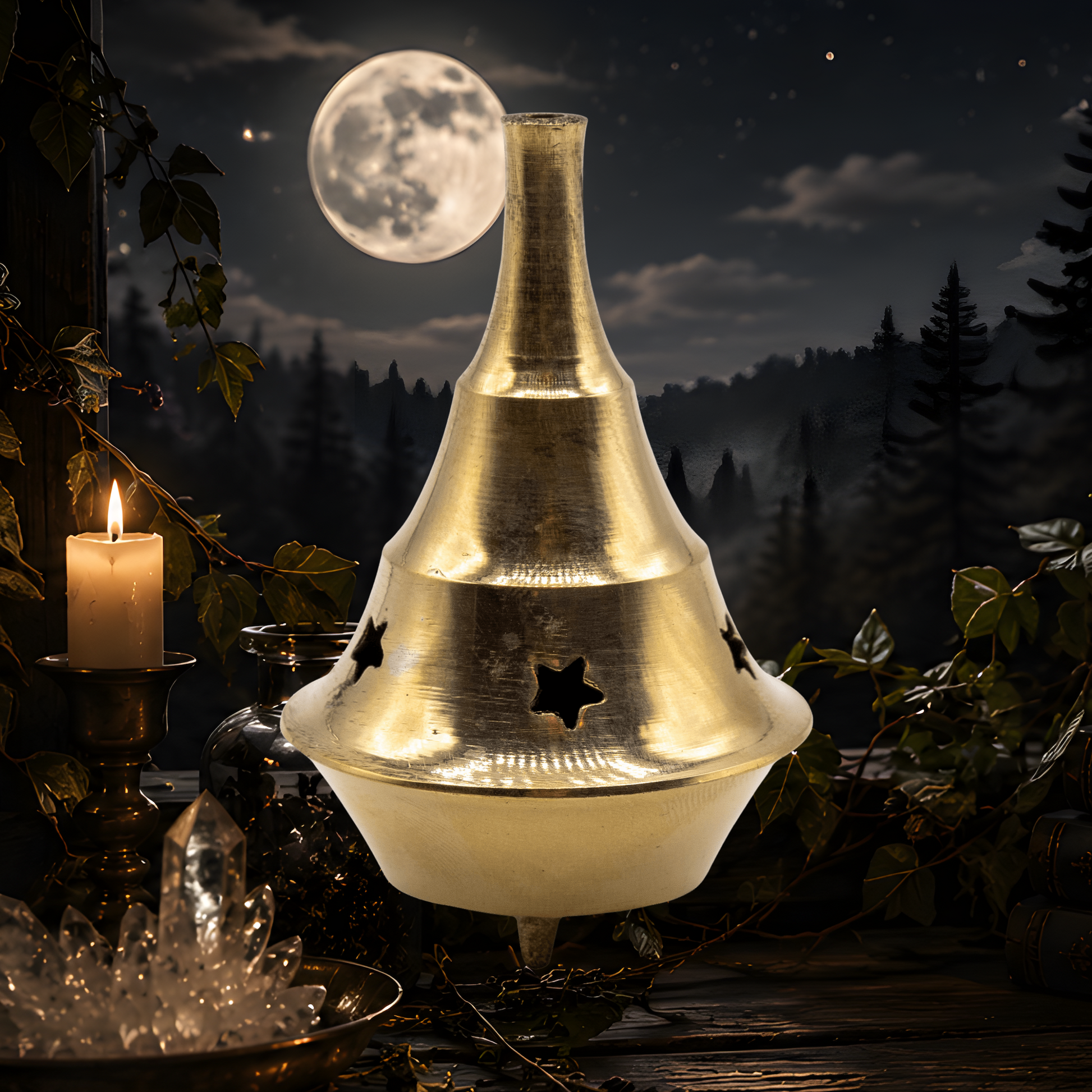 Brass Cone Incense Burner Set