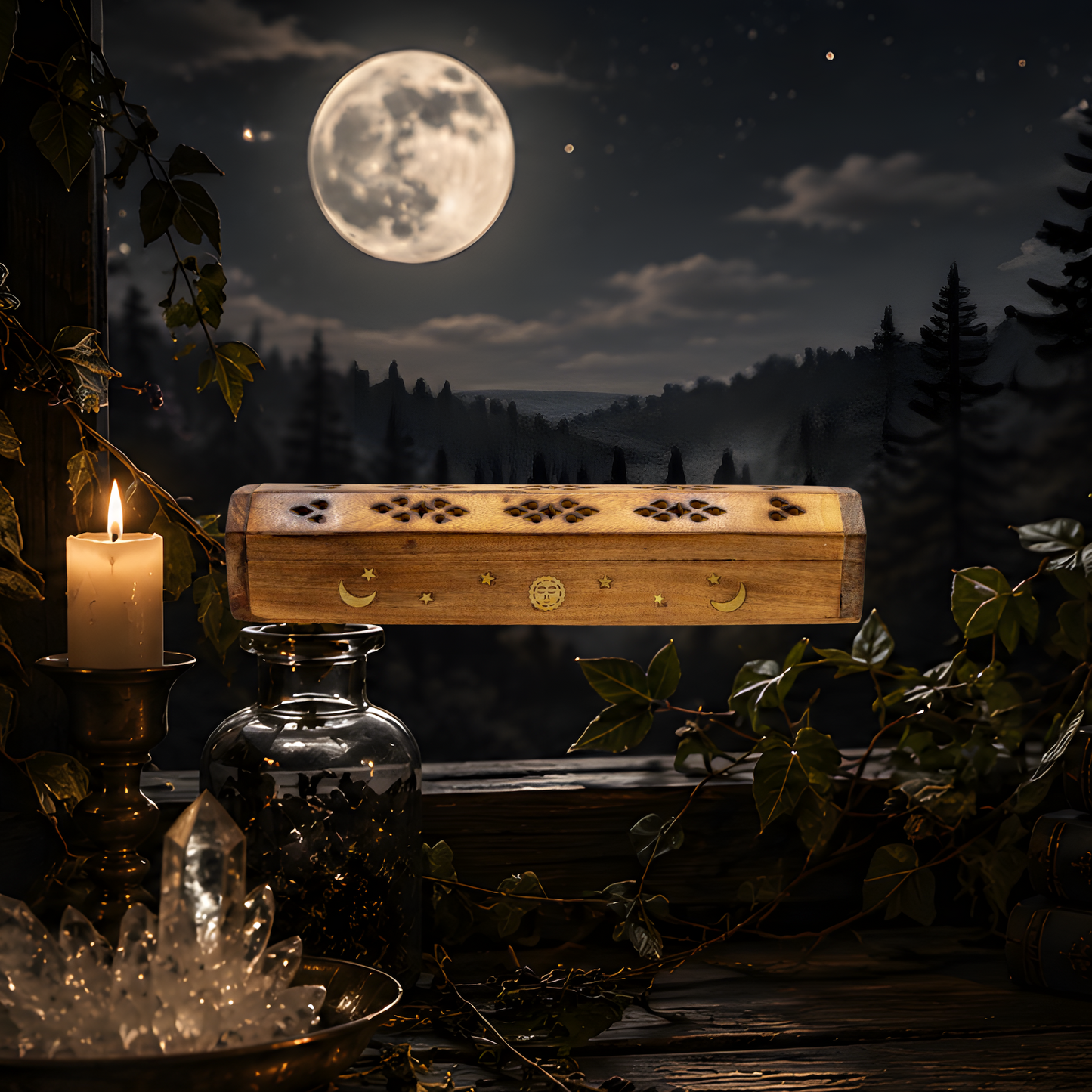 Sun & Moon Coffin Incense Burner
