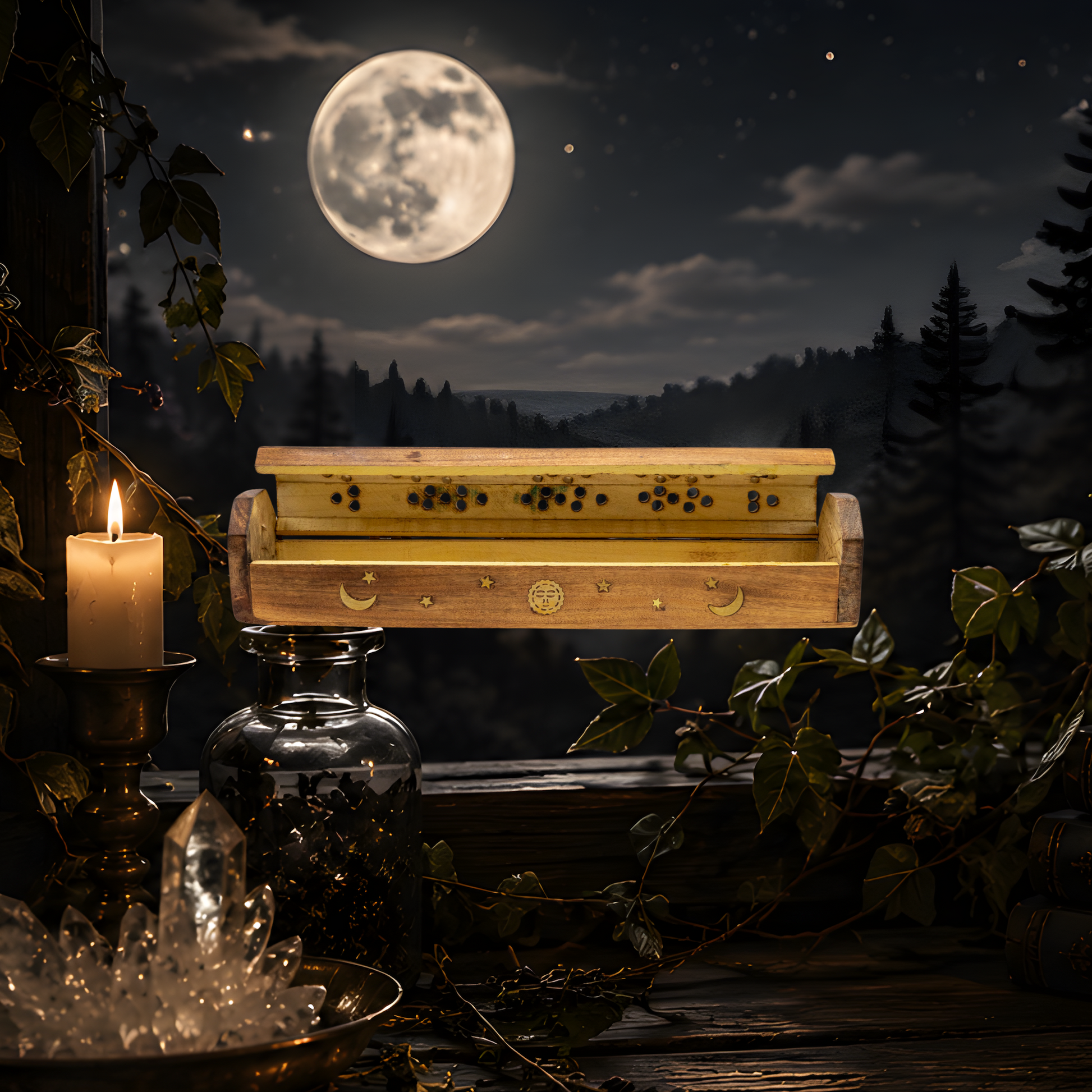 Sun & Moon Coffin Incense Burner