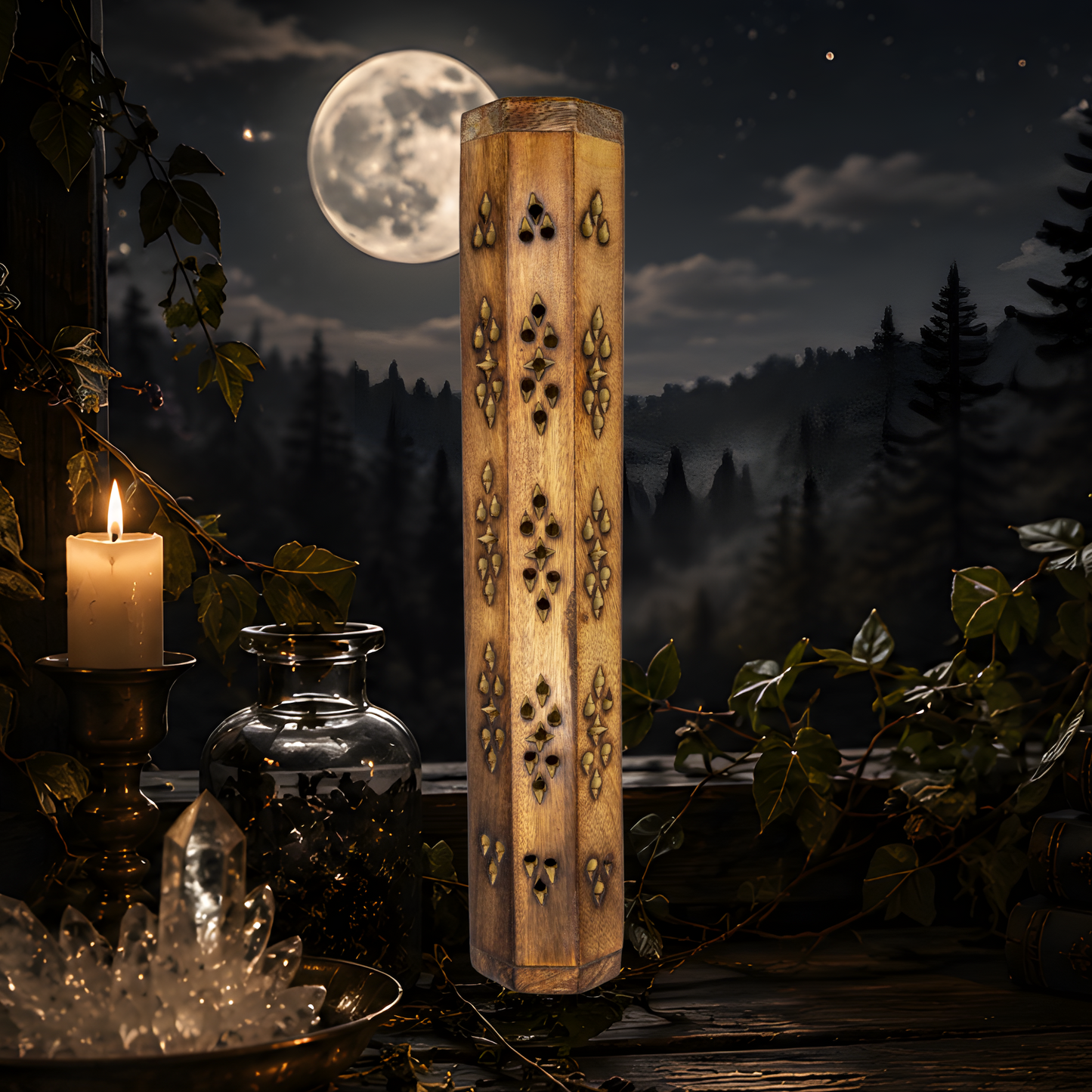 Sun & Moon Coffin Incense Burner