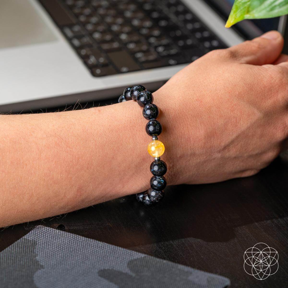 Arfvedsonite & Golden Healer Bracelet