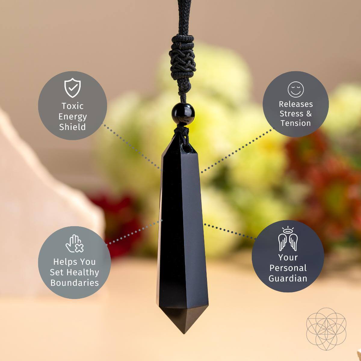 Black Obsidian Pendant - Protective Talisman