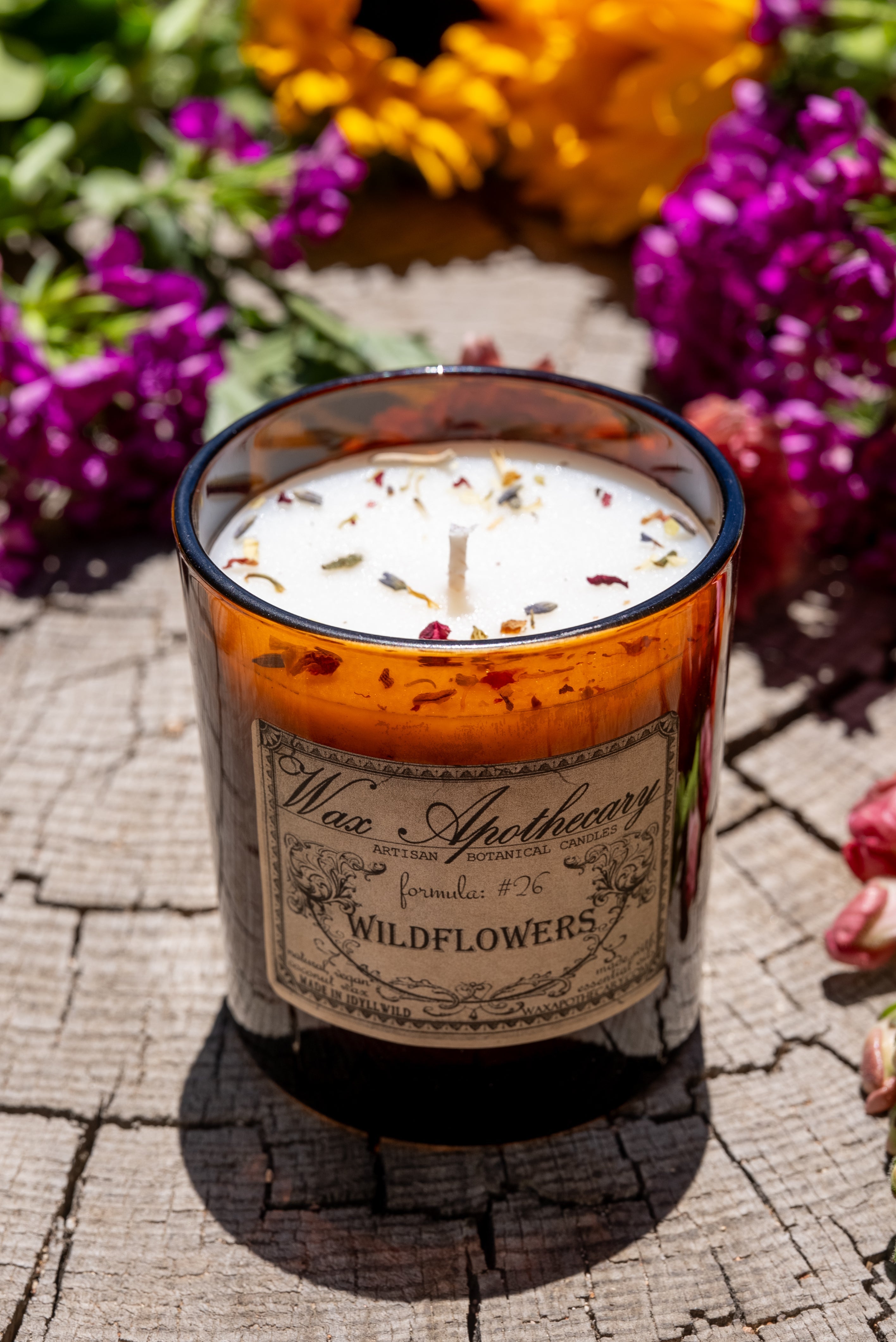 Wildflowers Botanical Candle - 9 oz Artisan Amber Glass