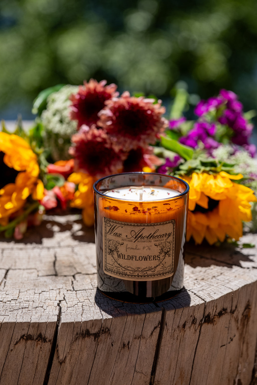 Wildflowers Botanical Candle - 9 oz Artisan Amber Glass