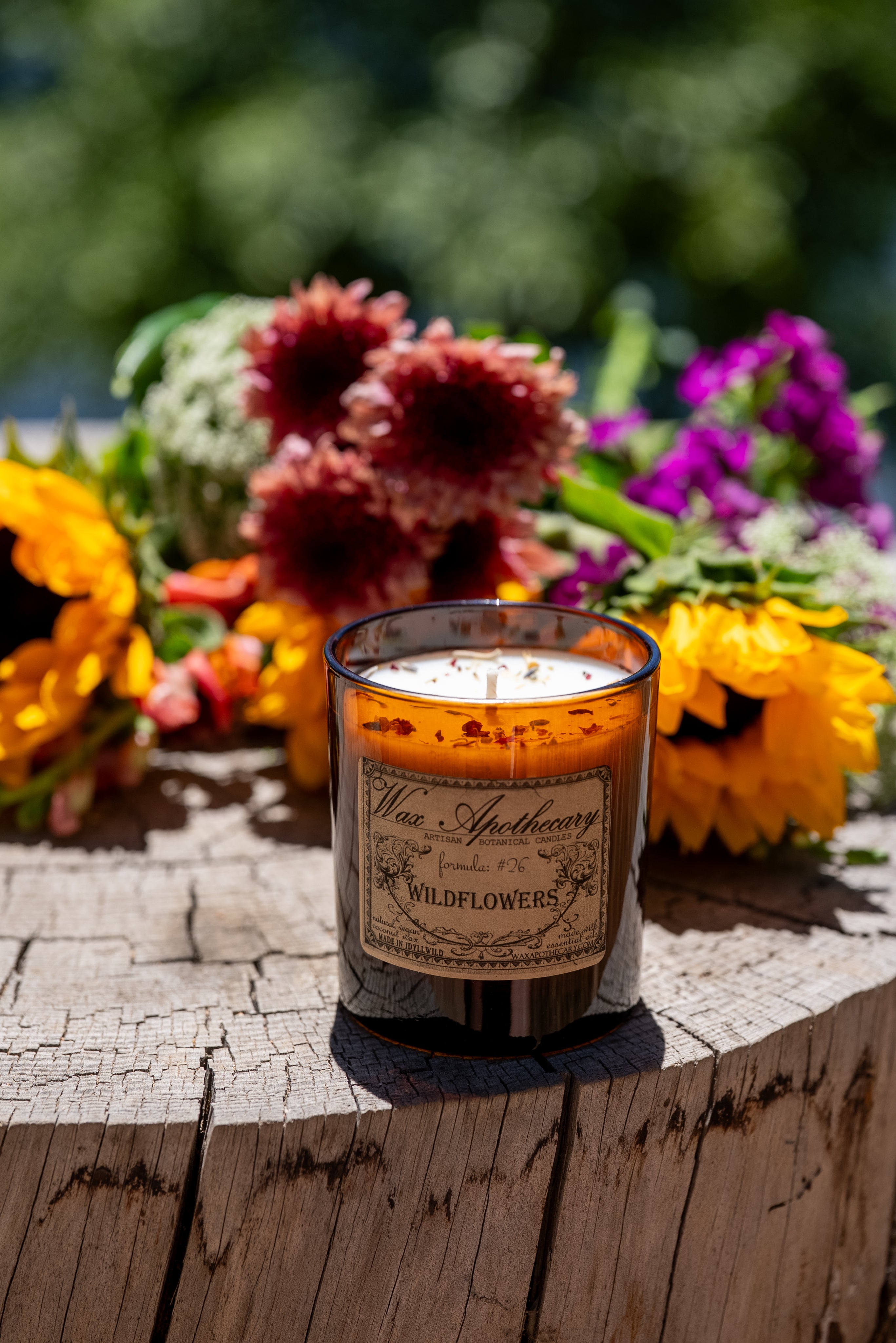 Wildflowers Botanical Candle - 9 oz Artisan Amber Glass